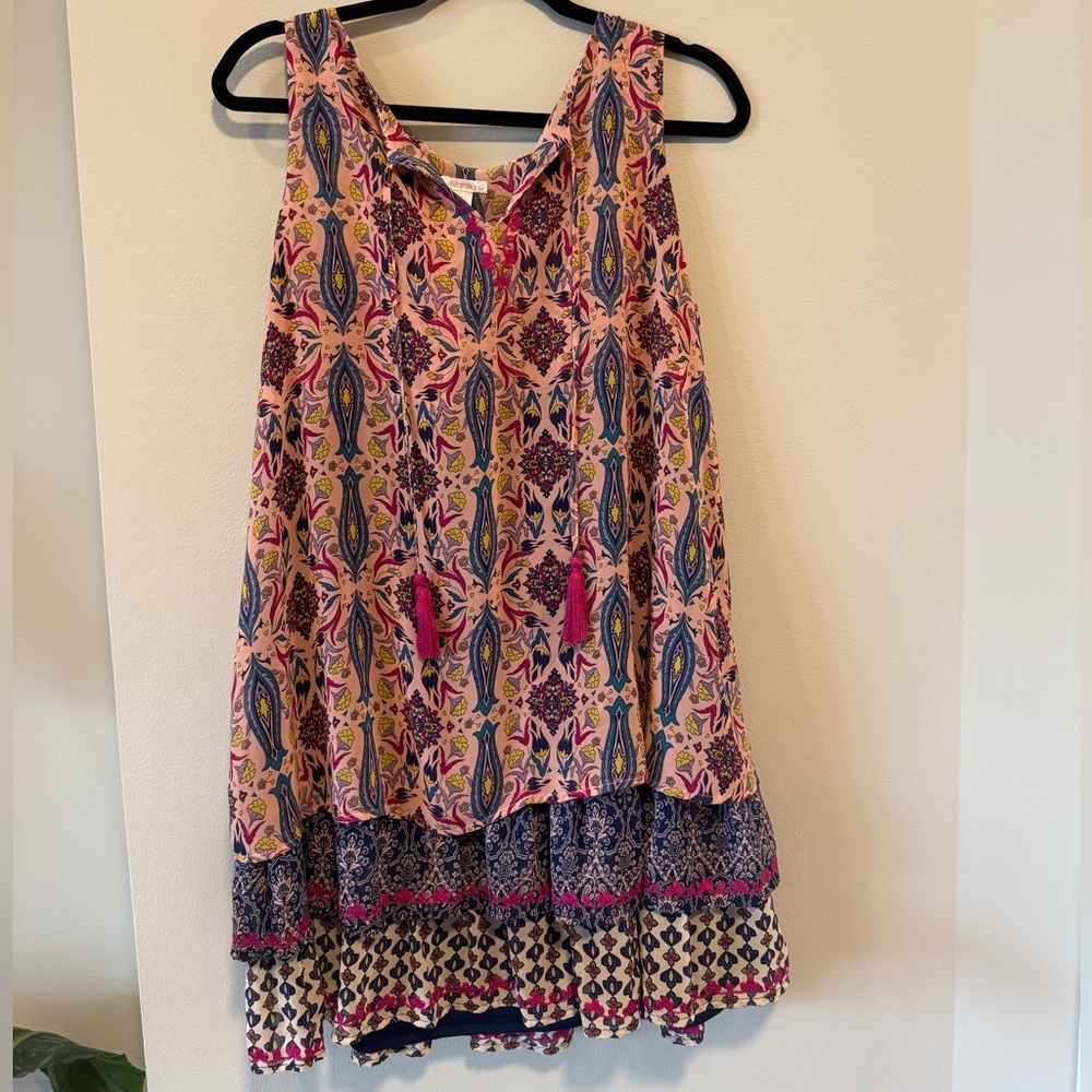 Xhilaration Pink and Blue Patterned Mini Dress